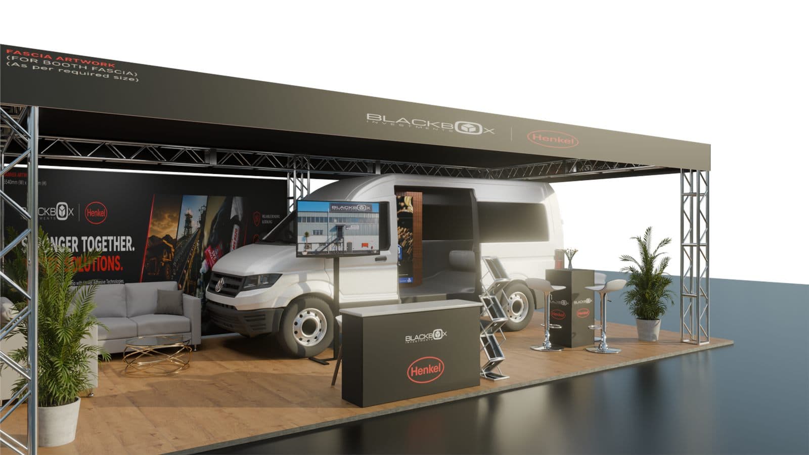 Blackbox Investments × Henkel — Co-branded exhibition stand for a mining-sector partnership