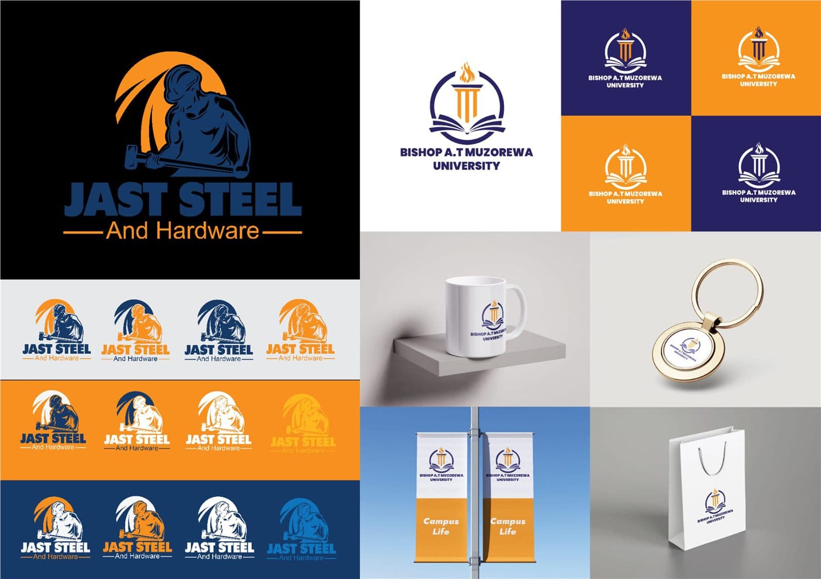 Jast Steel & Hardware, Bishop A.T Muzorewa University — Logo systems and brand collateral
